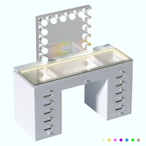 Angel Vanity Set - 13 Storage Drawers Luxury Crystal Diamond Edge