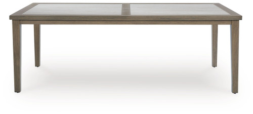 Rainier Ranch - Rectangle Dining Table With Umbrella Option - Brown / Beige