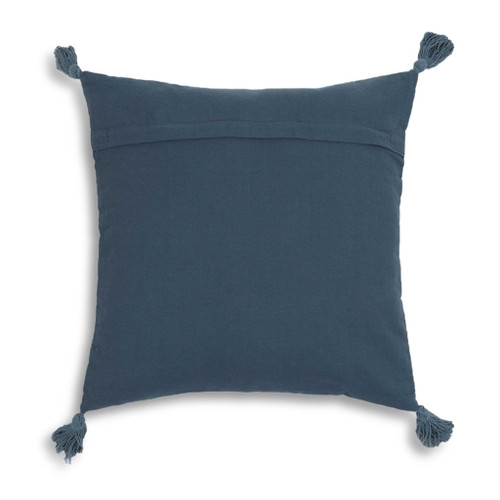 Blossom - 20" Printed Cotton Tassel Accent Cushion - Blue