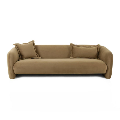 Lou - Cafe Au Lait Performance Velvet Sofa - Light Brown