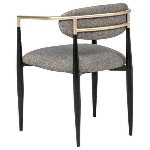 5-Piece Modern Fluted Round Dining Table & Fabric Armchair Set