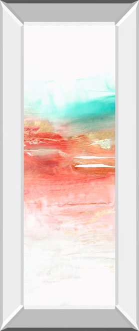 Earth Neon I By Pi Studio - Mirrored Frame 42 x 18 Wall Art - Red