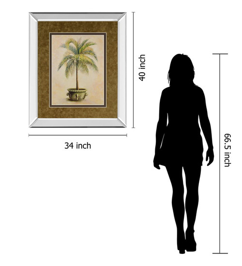 Potted Palm Il - Mirror Framed Print Wall Art - Green