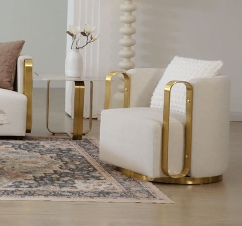 HD-3156 - Chair - White / Gold