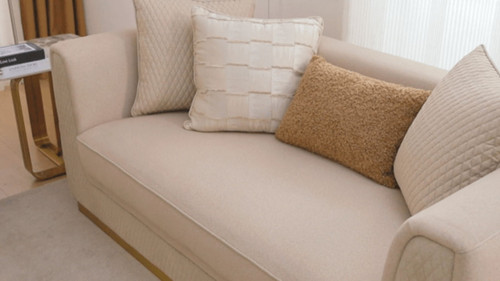 HD-3181 - Loveseat - Beige / Gold