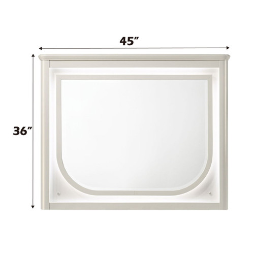 Laveda - Mirror With LED - Pearl White