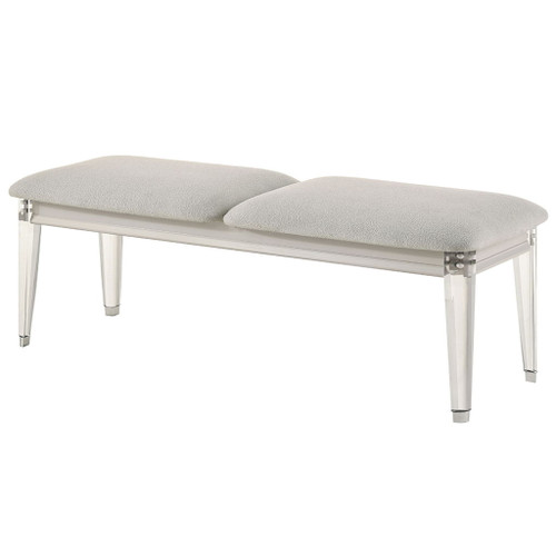 Laveda - Bench - Light Gray Boucle & Pearl White