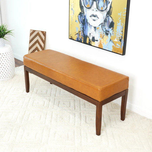 Austin Bench Antique Tan Leather without Lines