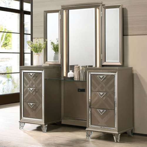 Skylar - Vanity Desk & Mirror - Dark Champagne Skylar - Vanity Desk & Mirror - Dark Champagne
