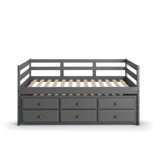 Darcie - Daybed With Trundle & Storage - Gray