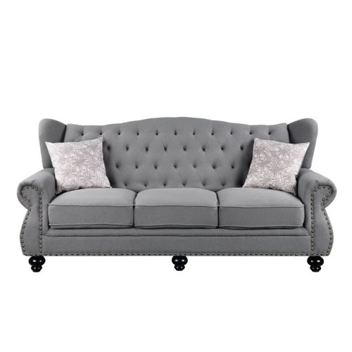 Hannes - Sofa With 2 Pillows - Gray Fabric