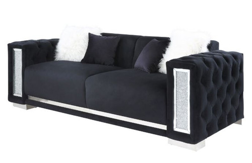 Trislar - Sofa With 4 Pillows (Same Lv01397) - Black Velvet Trislar - Sofa With 4 Pillows (Same Lv01397) - Black Velvet