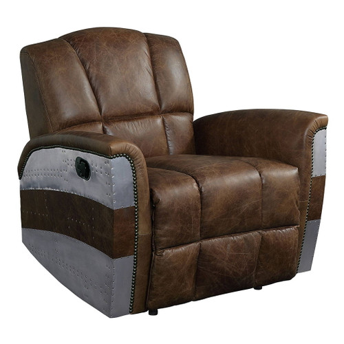 Brancaster - Power Motion Recliner - Retro Brown Top Grain Leather & Aluminum