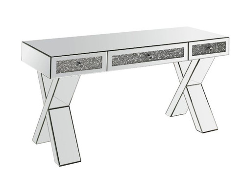 Noralie - 32" Writing Desk - Mirrored & Faux Diamonds Noralie - 32" Writing Desk - Mirrored & Faux Diamonds