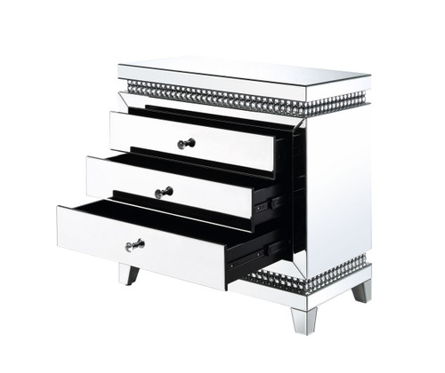 Lotus - 32" Console Cabinet - Mirrored & Faux Ice Cube Crystals