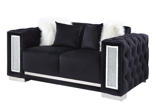 Trislar - Loveseat With 4 Pillows Same 52526) - Black Velvet