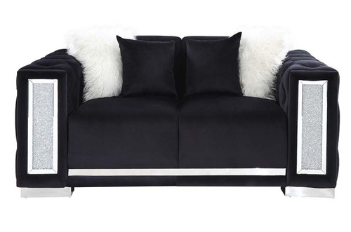 Trislar - Loveseat With 4 Pillows Same 52526) - Black Velvet