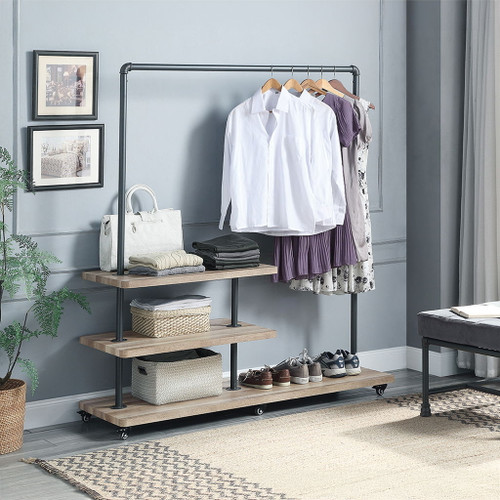 Brantley - 66" Hanger Rack - Oak & Sandy Gray Brantley - 66" Hanger Rack - Oak & Sandy Gray