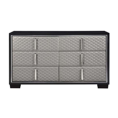 Nicola - Dresser - Silver Synthetic Leather & Black