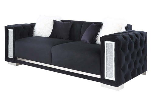 Trislar - Sofa With 4 Pillows (Same 52525) - Black Velvet Trislar - Sofa With 4 Pillows (Same 52525) - Black Velvet