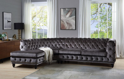 Atesis - Sectional Sofa - Dark Gray Velvet Atesis - Sectional Sofa - Dark Gray Velvet