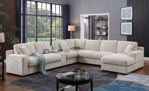 Celine - Fabric Corner Sectional Sofa With Right-Facing Chaise, Cupholders, And Charging Ports