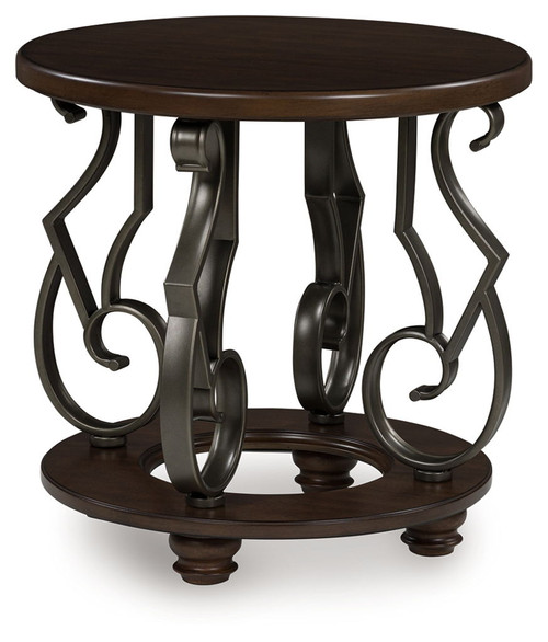 Frallyn - Round End Table - Dark Brown