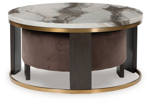 Jazmore - Nesting Cocktail Tables (Set of 2) - Brown / Brass Finish