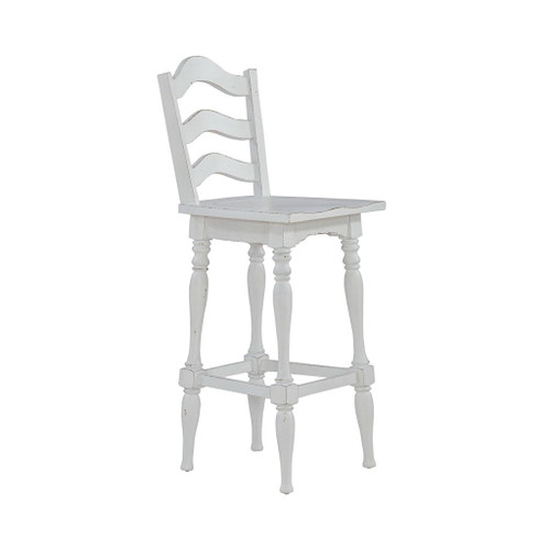 Magnolia Manor - Ladderback Swivel Bar Stool - White