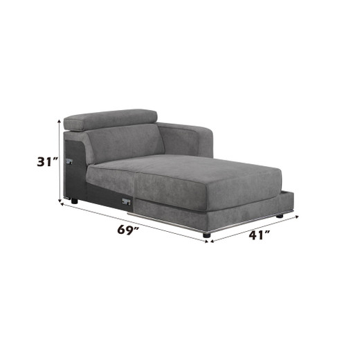 Alwin - Modular Rf Chaise - Dark Gray Fabric