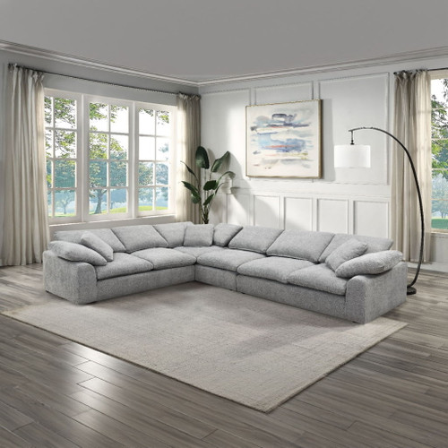 Naveen - Sectional Sofa With 6 Pillows - Gray Linen