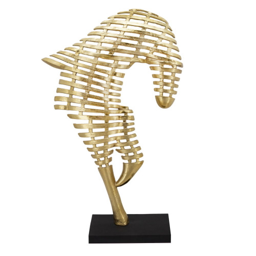 Metal Horse Sculpture 64" - Gold