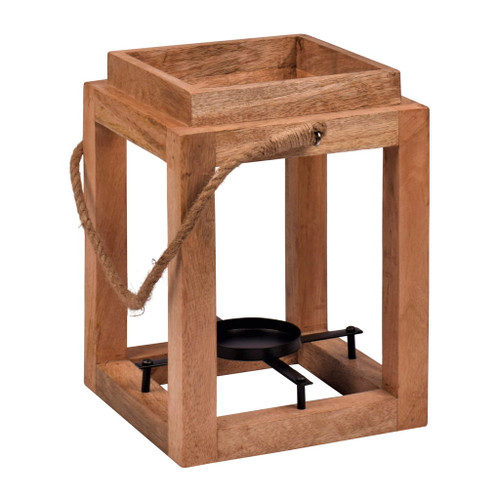 Wood Open Lantern Holder 11" - Brown