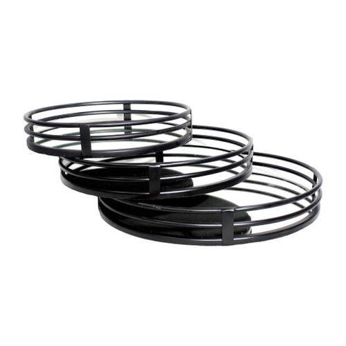 Metal Round Mirrored Trays 14 / 16 / 18" (Set of 3) - Black