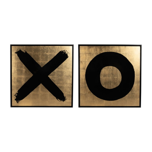 95" x 47" (Set of 2) Hand Painted X And O Frames - Gold/Black