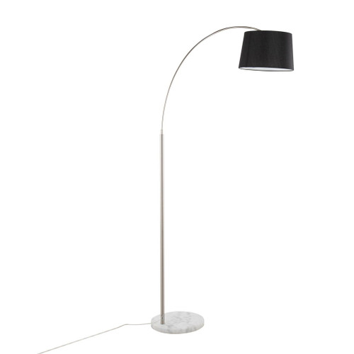 March - Floor Lamp - White Marble And Nickel