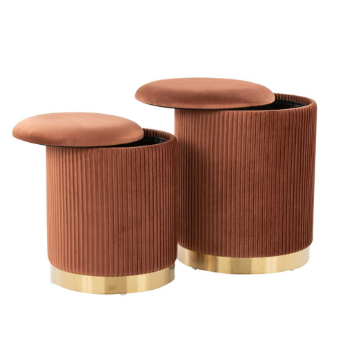 Marla - Nesting Pleated Ottoman Set
