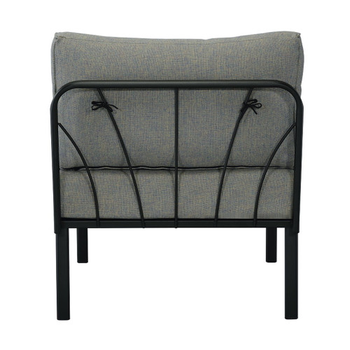 Rajni - Patio Armless Chair - Gray Fabric & Black