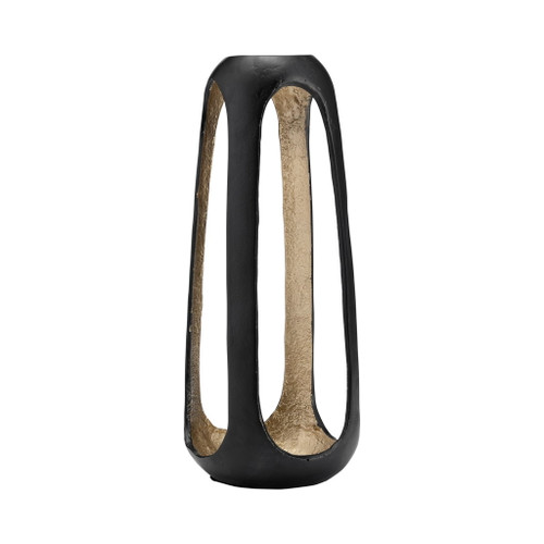 Metal Open Vase 15" - Matte Black