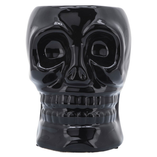 Ceramic Skull Vase 6" - Black