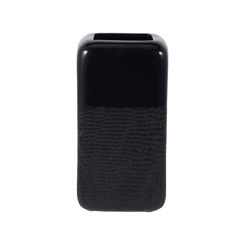 Ceramic 10" Squared Grooved Vase - Black