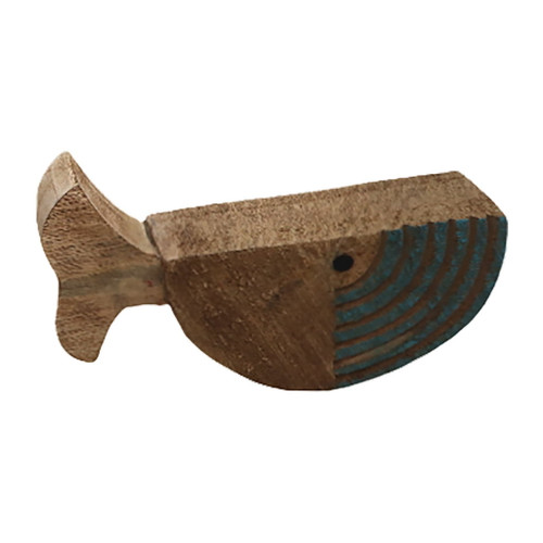 Mango Wood Fish Log 10" - Brown / Blue