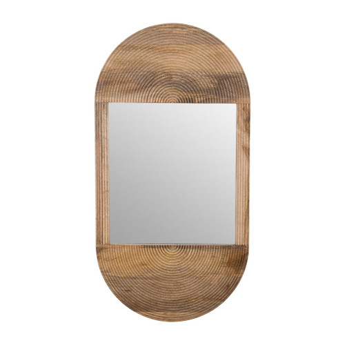Wood Oval Mirror 34 x 18" - Brown