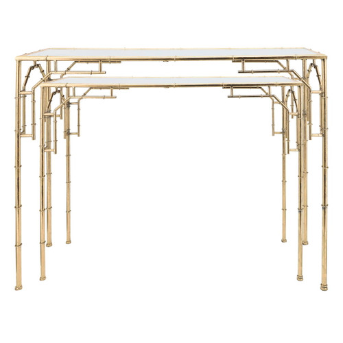 Metal Console Tables Mirror (Set of 2) - Gold
