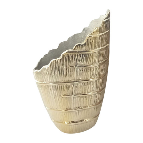 Metal 14" Aztec Small Vase - Gold