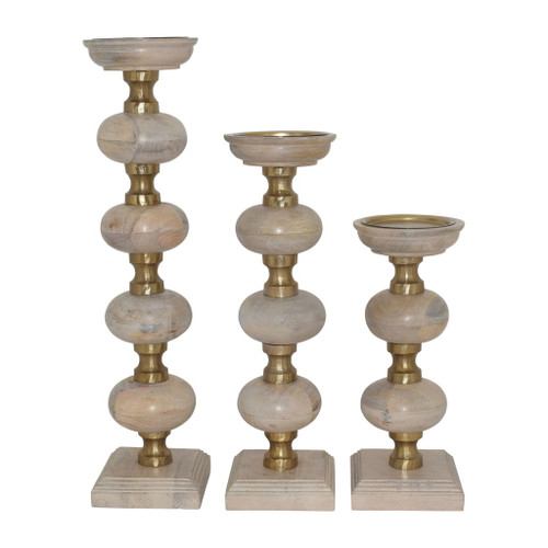 14 / 19 / 23" Sumpter Wood Candle Sticks (Set of 3) - Natural