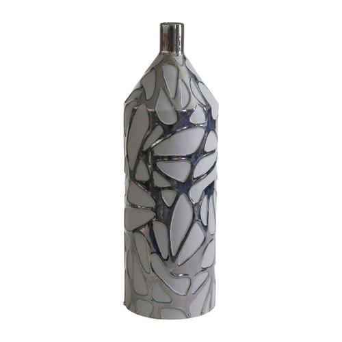 22" Solvay Oversized Tribal Vase - Black Metallic