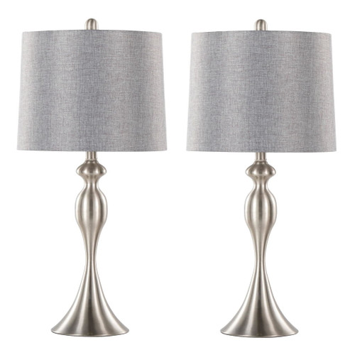 Ashland - 27" Metal Table Lamp (Set of 2) - Gray And Brushed Nickel