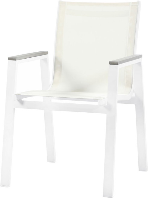 Nizuc - Outdoor Patio Dining Arm Chair With White Frame And Gray Arms (Set of 2)