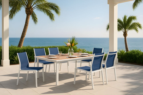 Nizuc - Outdoor Patio Dining Chair With White Frame (Set of 2)